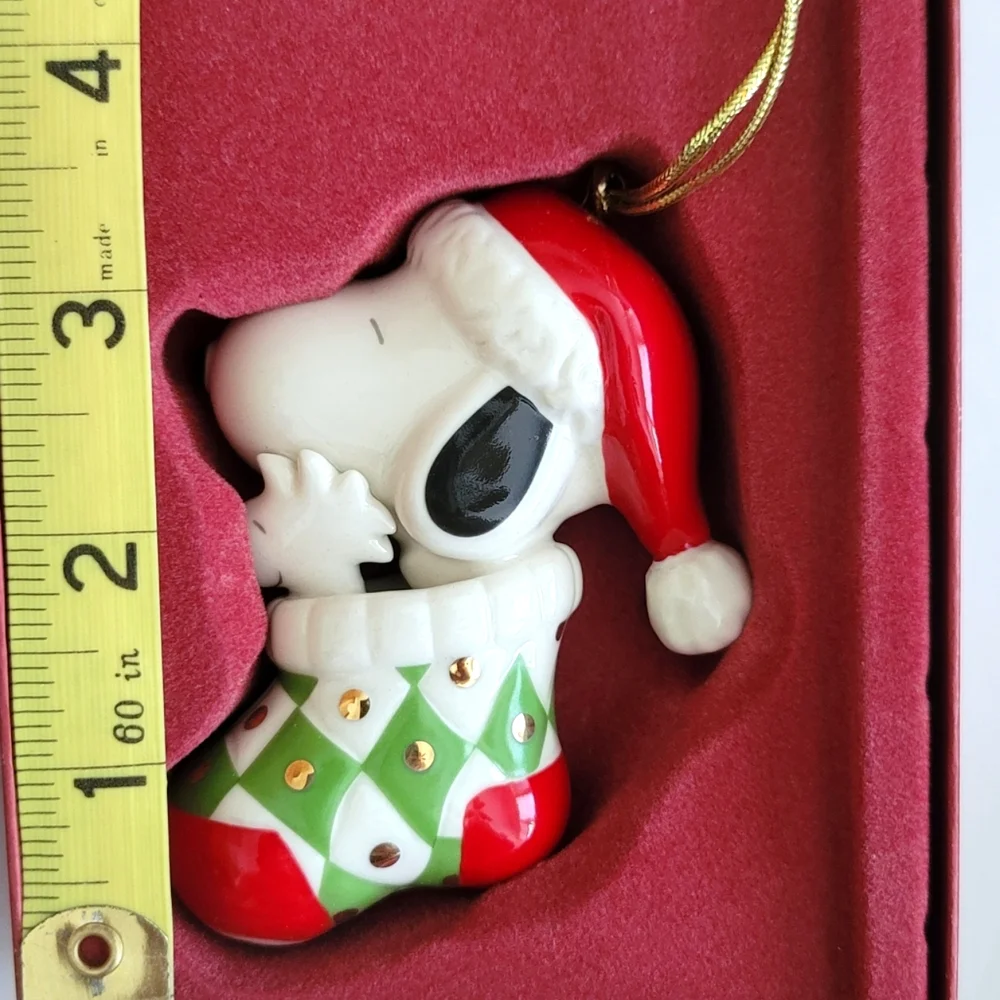 NIB Lenox Snoopy and Woodstock Ornament in Stocking 6237853